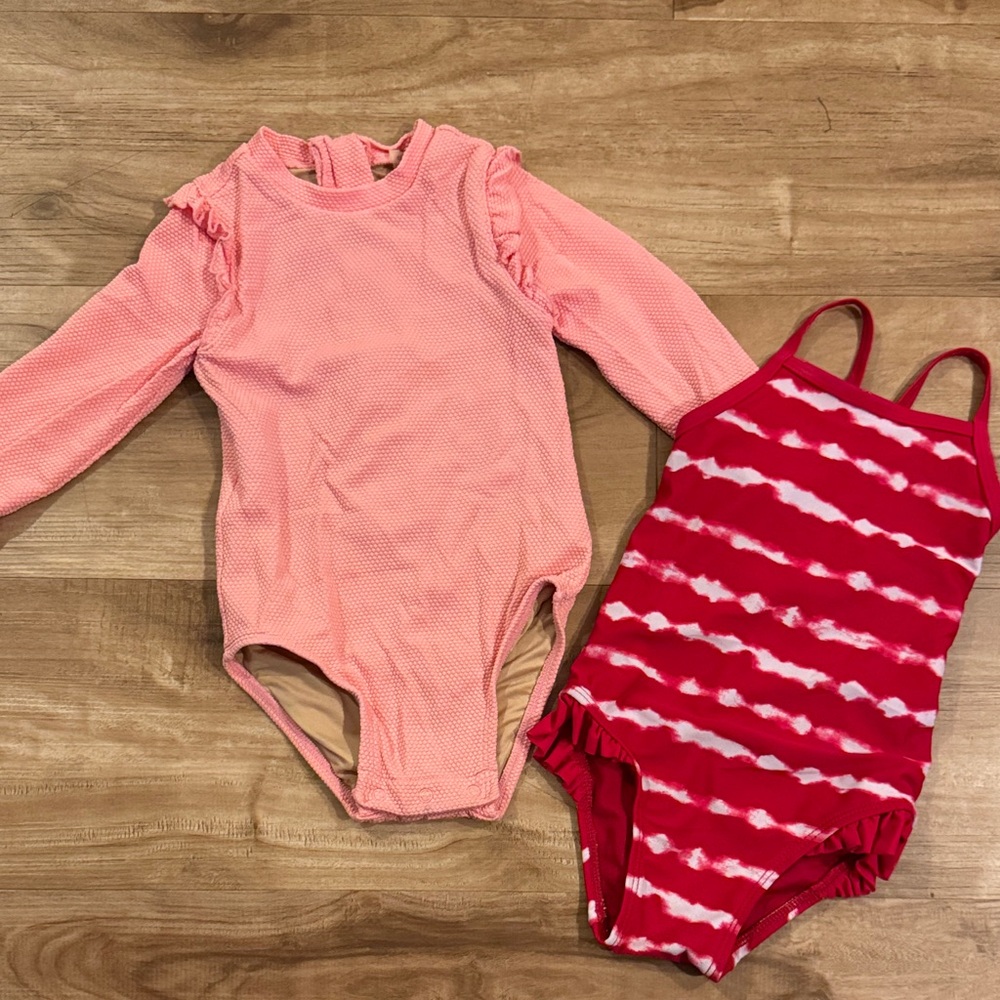 Old Navy Pink and Red Kids Swim One Piece Set